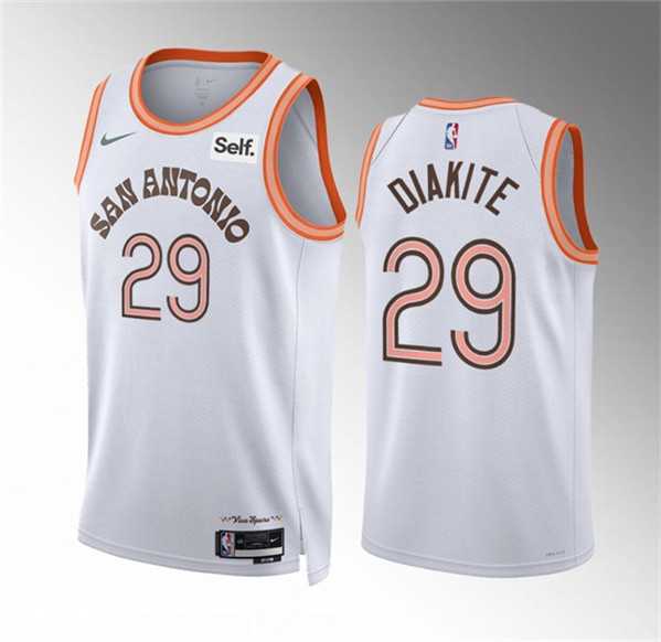 Men%27s San Antonio Spurs #29 Mamadi Diakite White 2023-24 City EditionStitched Basketball Jersey Dzhi->san antonio spurs->NBA Jersey